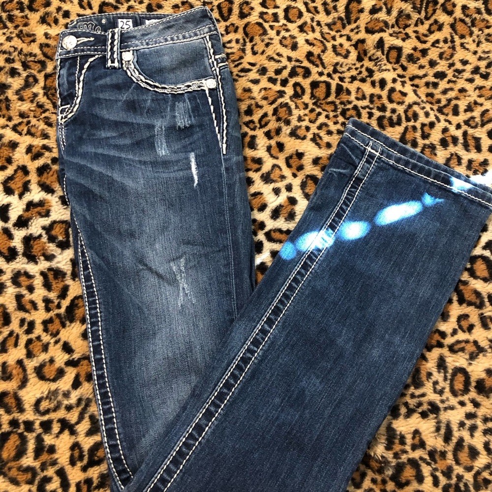 Miss Me.  Size 25. Mid rise.  Slim boot cut. Never worn. No tags